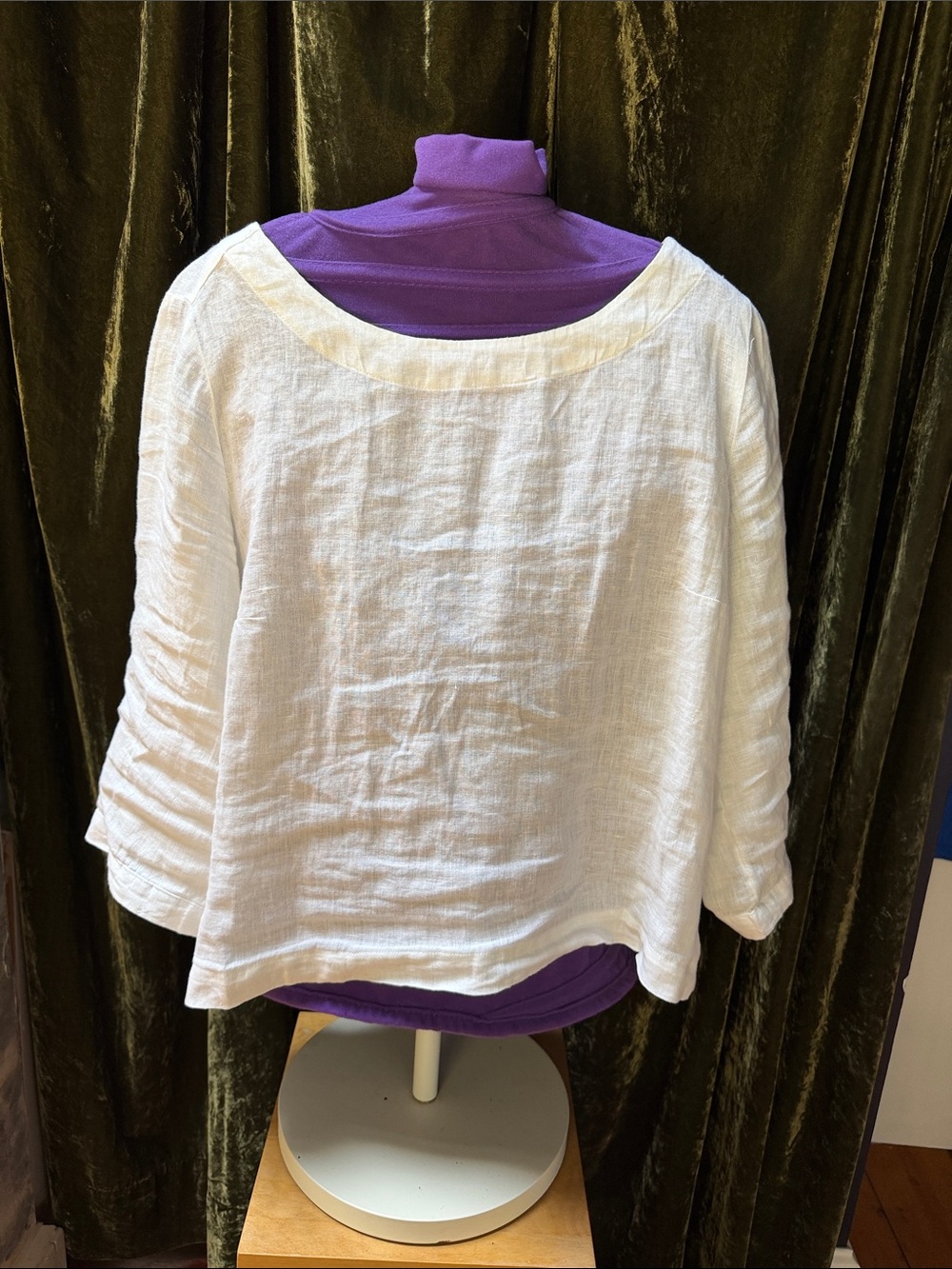 Martha Stewart White Linen-Blend Boatneck Tunic